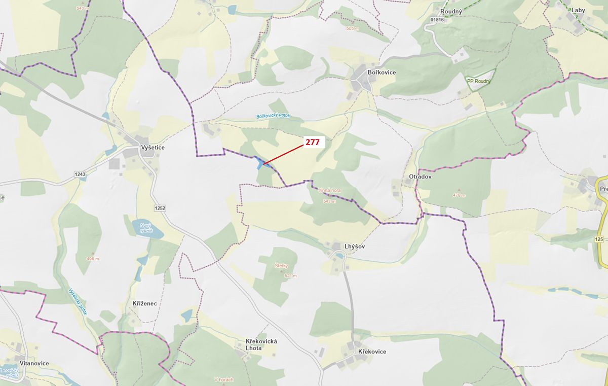 Dražba lesa 4758 m², Šebířov – fotka 1 z 3
