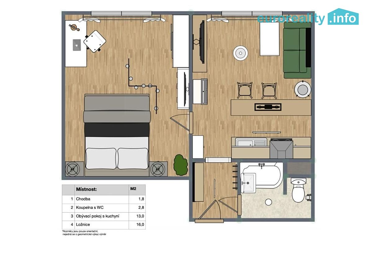 Pronájem bytu 2+kk 33 m² – fotografie 2