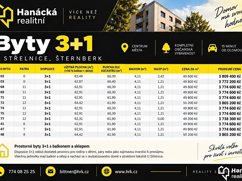Prodej bytu 3+1 61 m², Šternberk – náhled fotky 2