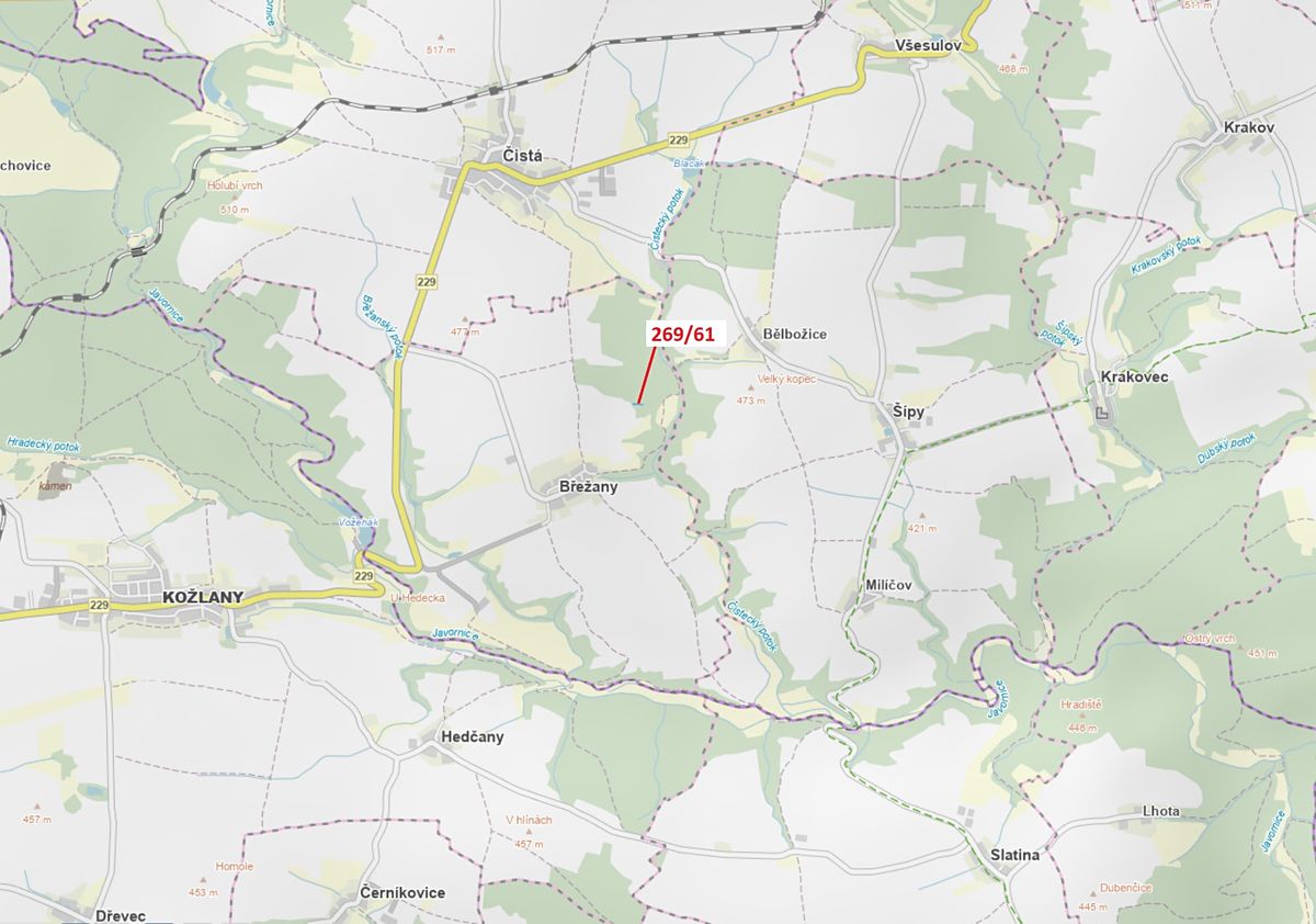 Dražba lesa 425 m², Břežany – fotka 1 z 3