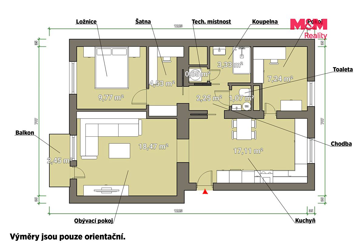 Pronájem bytu 3+kk 66 m² – fotografie 3
