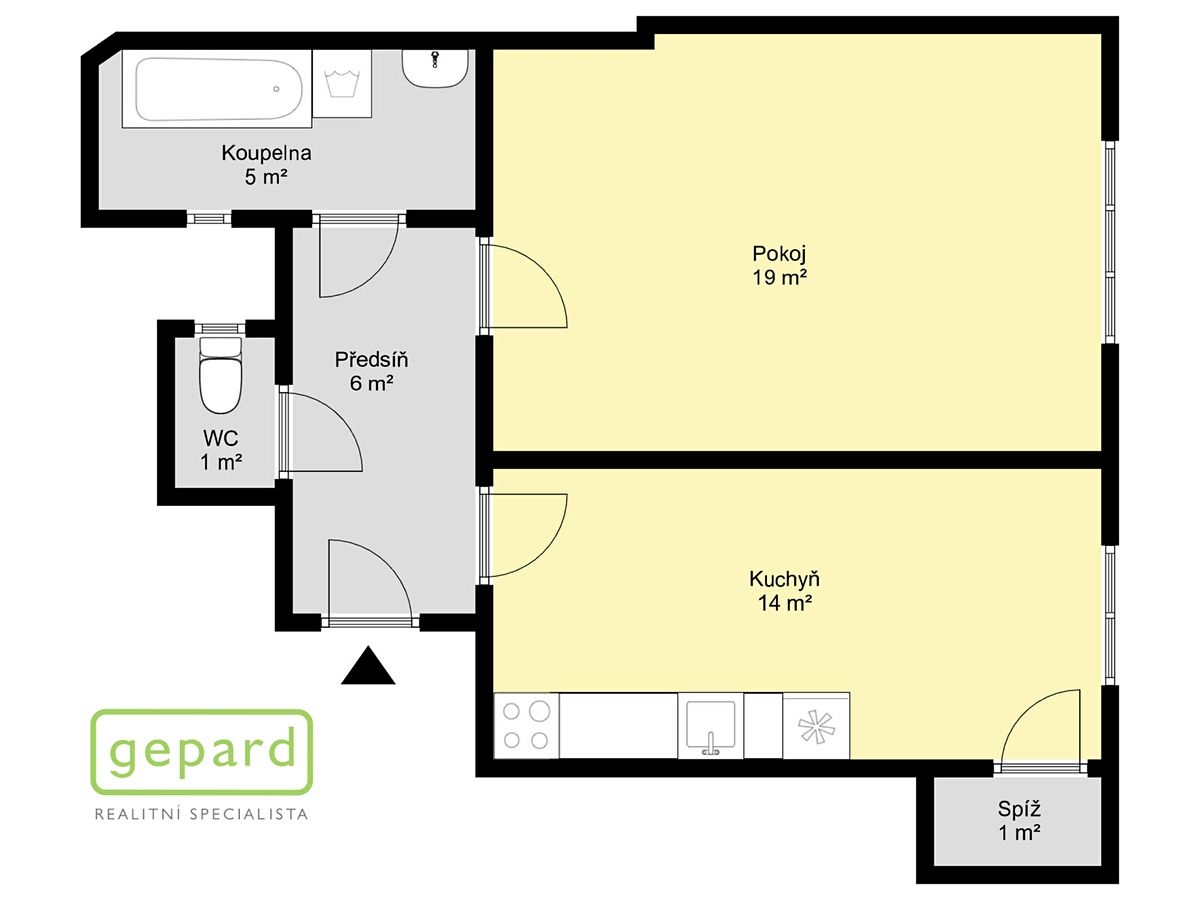 Pronájem bytu 2+kk 46 m² – fotografie 2