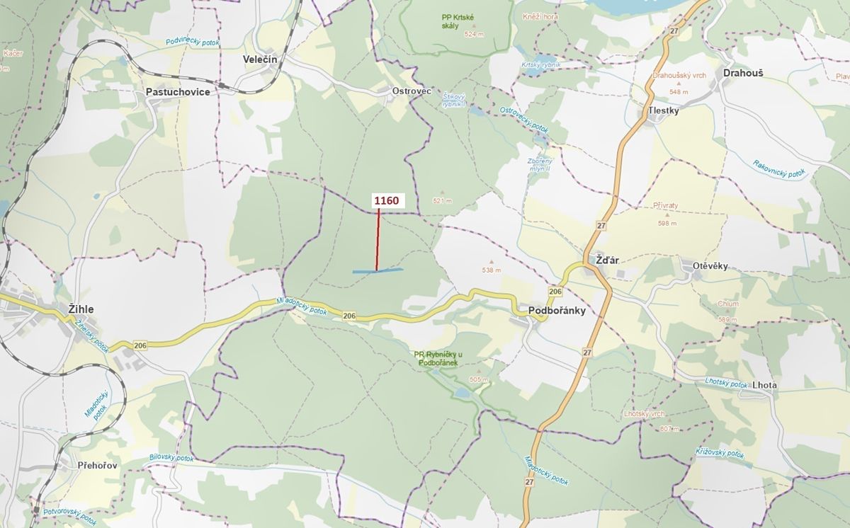 Dražba lesa 12984 m², Jesenice – fotka 1 z 3