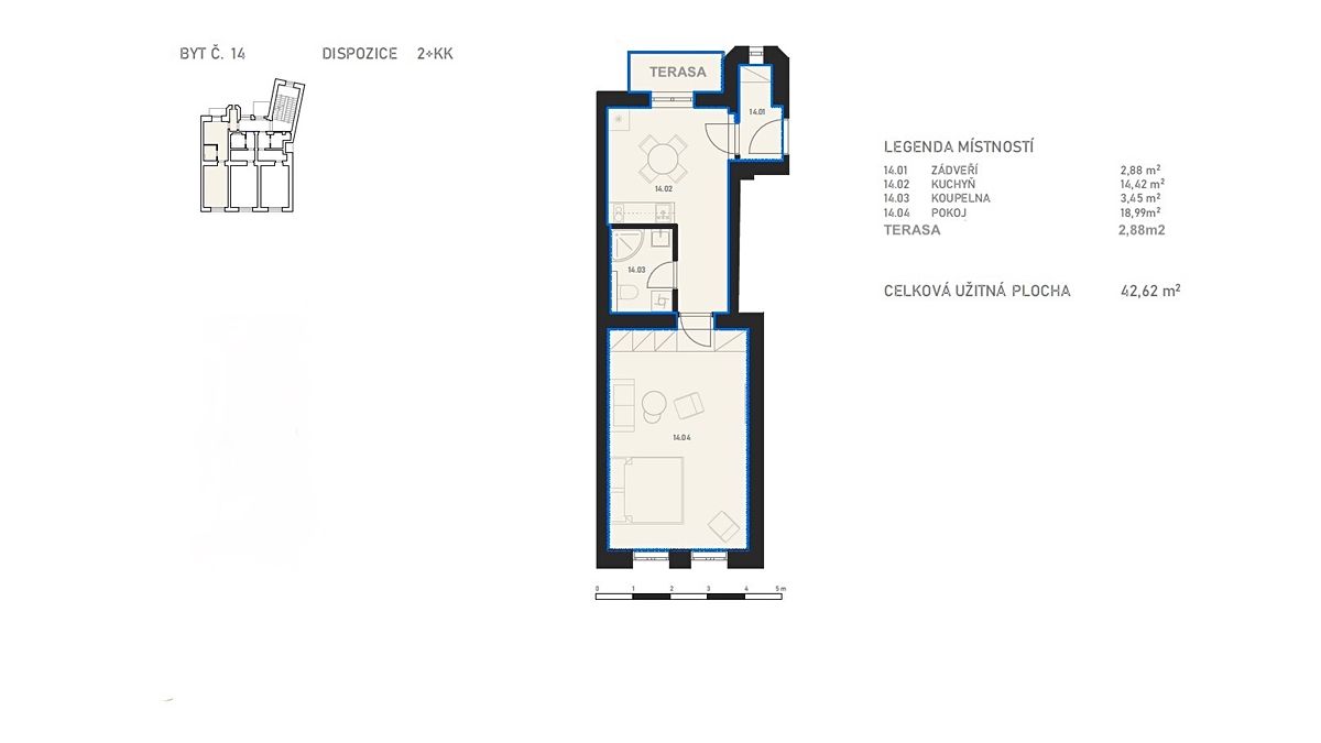 Pronájem bytu 2+kk 42 m² – fotografie 5