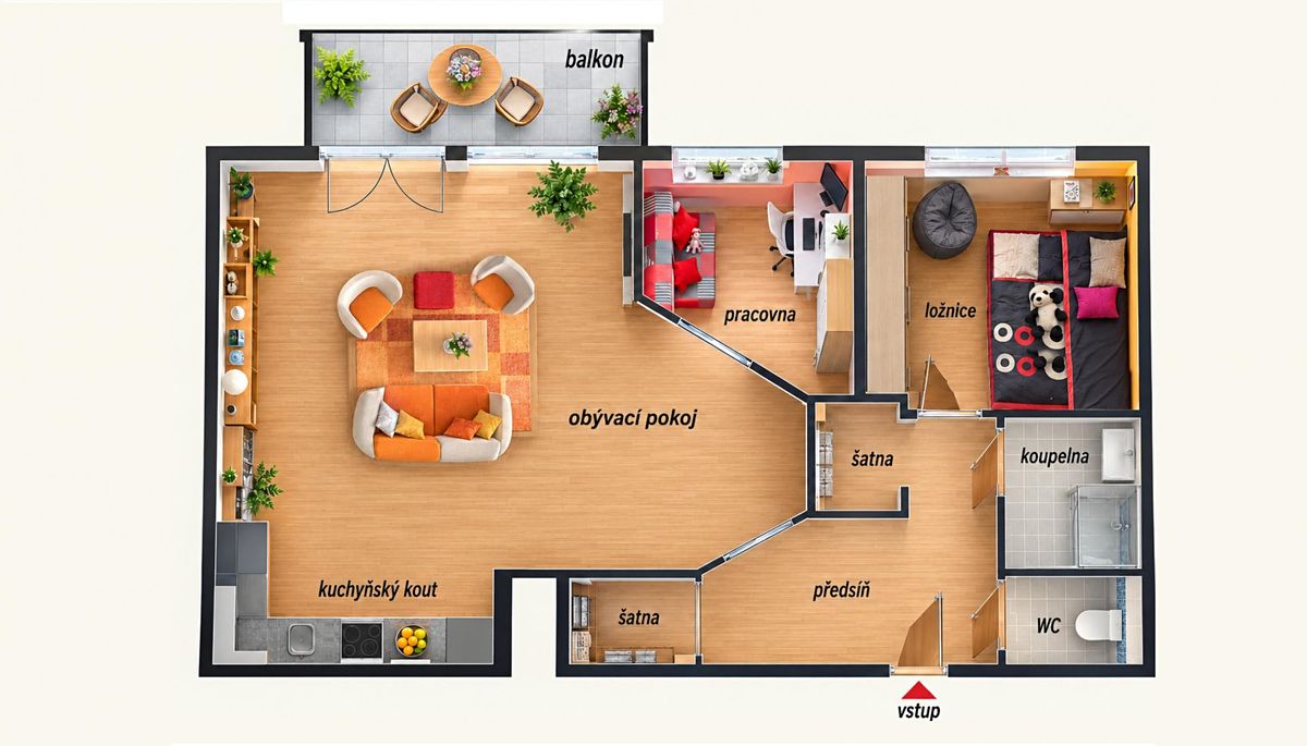 Pronájem bytu 2+kk 55 m² – fotografie 2