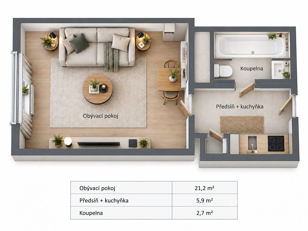 Prodej bytu 1+kk 30 m² – fotografie 3