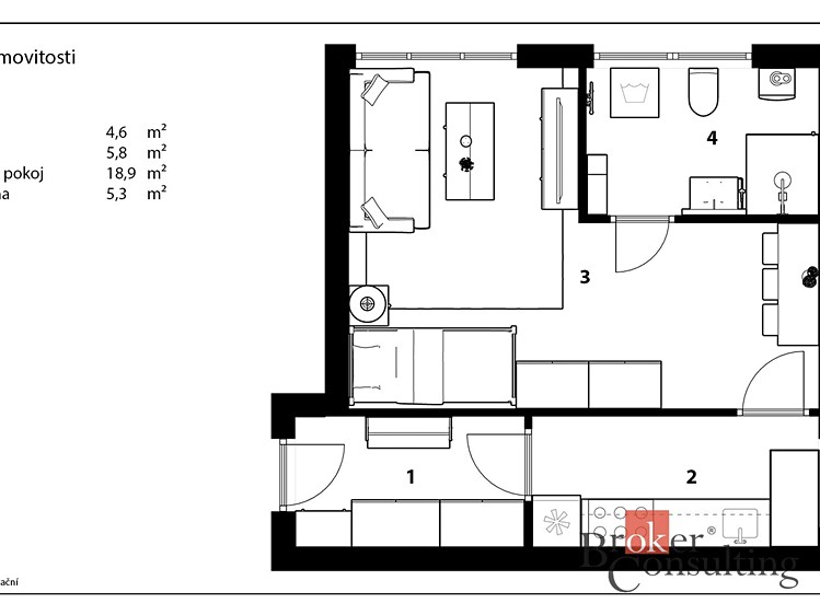 Pronájem bytu 1+kk, 36 m² (13 z 14)