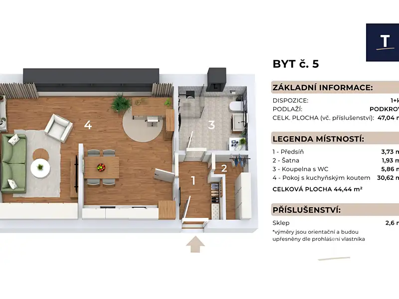 Prodej bytu 1+kk 47 m², Brno – náhled fotky 3