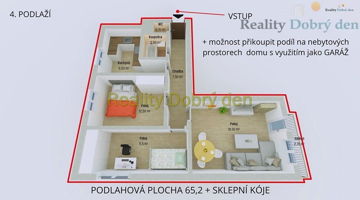 Prodej bytu 3+1 65 m² – fotografie 2