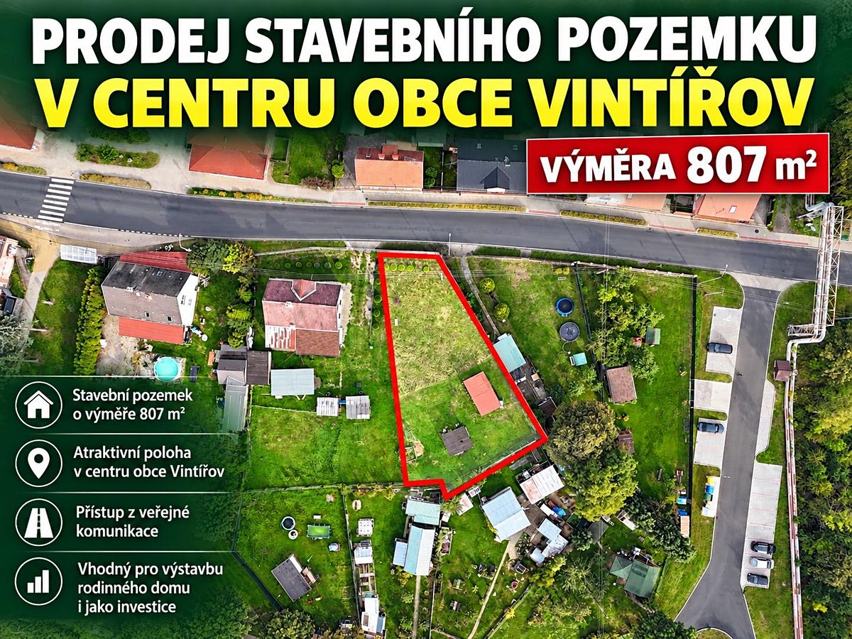 Prodej stavebního pozemku 807 m²