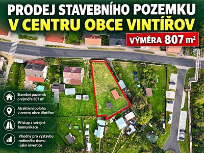 Prodej stavebního pozemku 807 m²