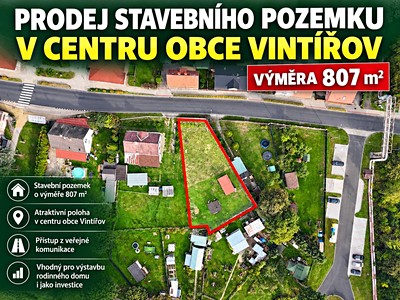 Prodej  stavebního pozemku 807 m²