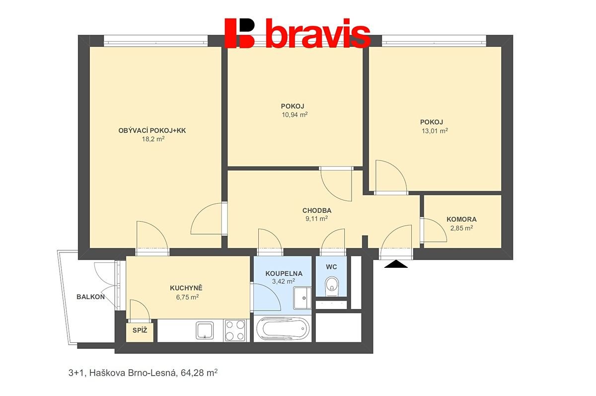 Pronájem bytu 3+1 67 m² – fotografie 5