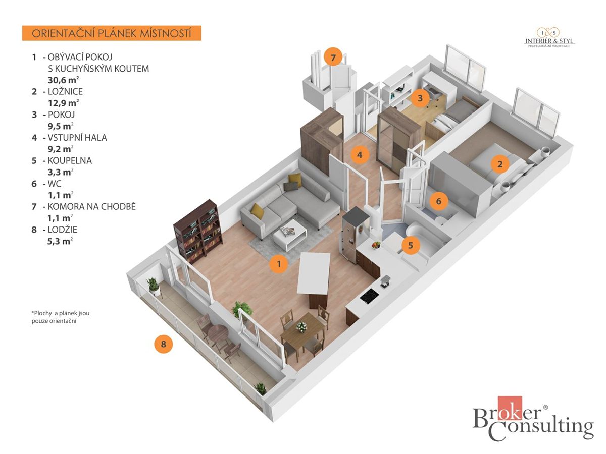 Pronájem bytu 3+kk 74 m² – fotografie 3