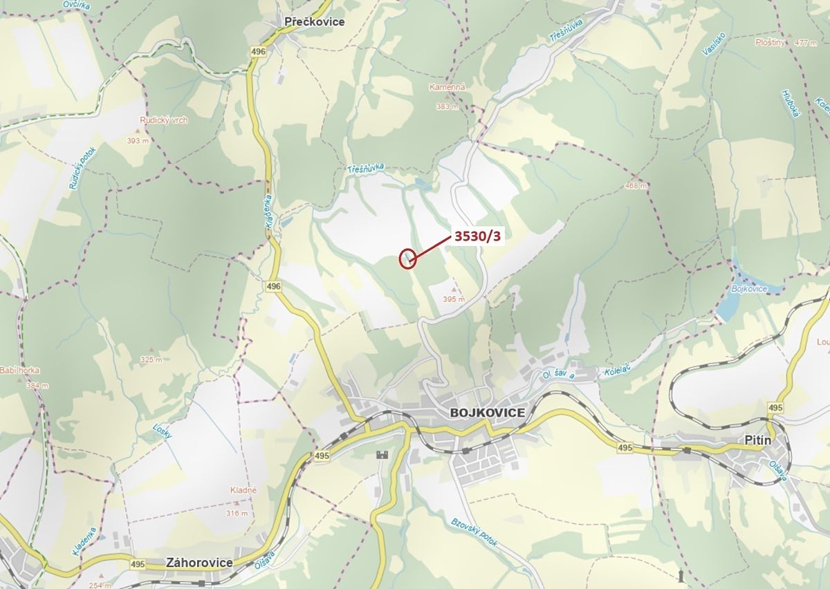Dražba pozemku 537 m², Bojkovice – fotka 1 z 3