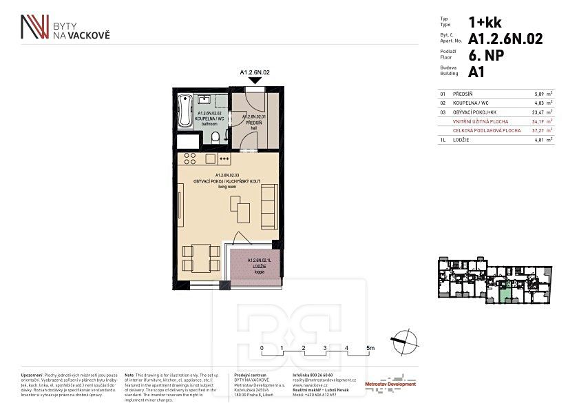 Pronájem bytu 1+kk 37 m² – fotografie 3