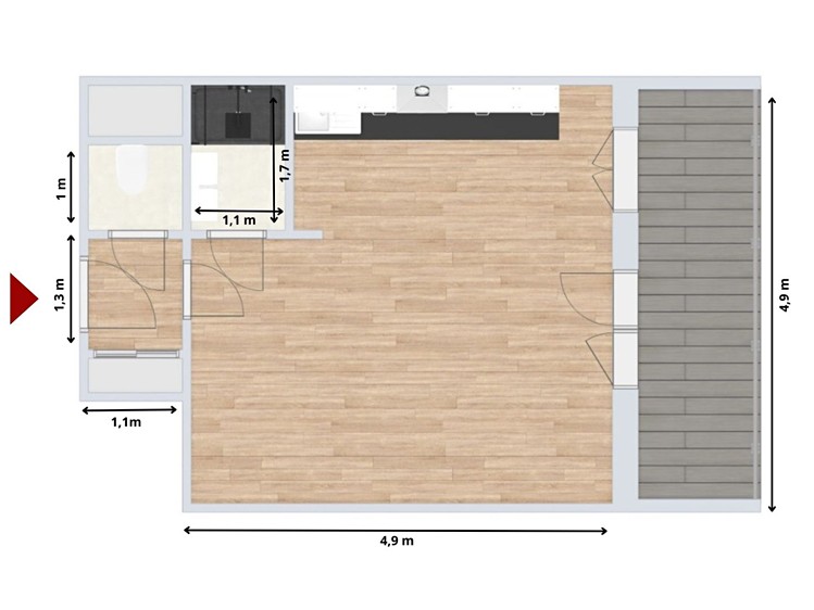 Pronájem bytu 1+kk, 27 m² (6 z 7)
