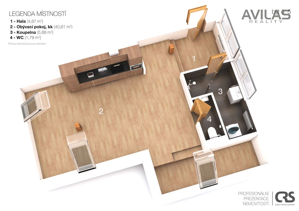 Pronájem bytu 1+kk 45 m² – fotografie 2