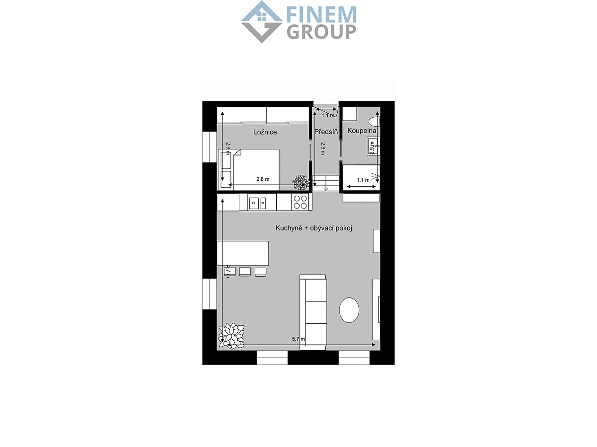 Prodej bytu 2+kk 41 m² – fotografie 2