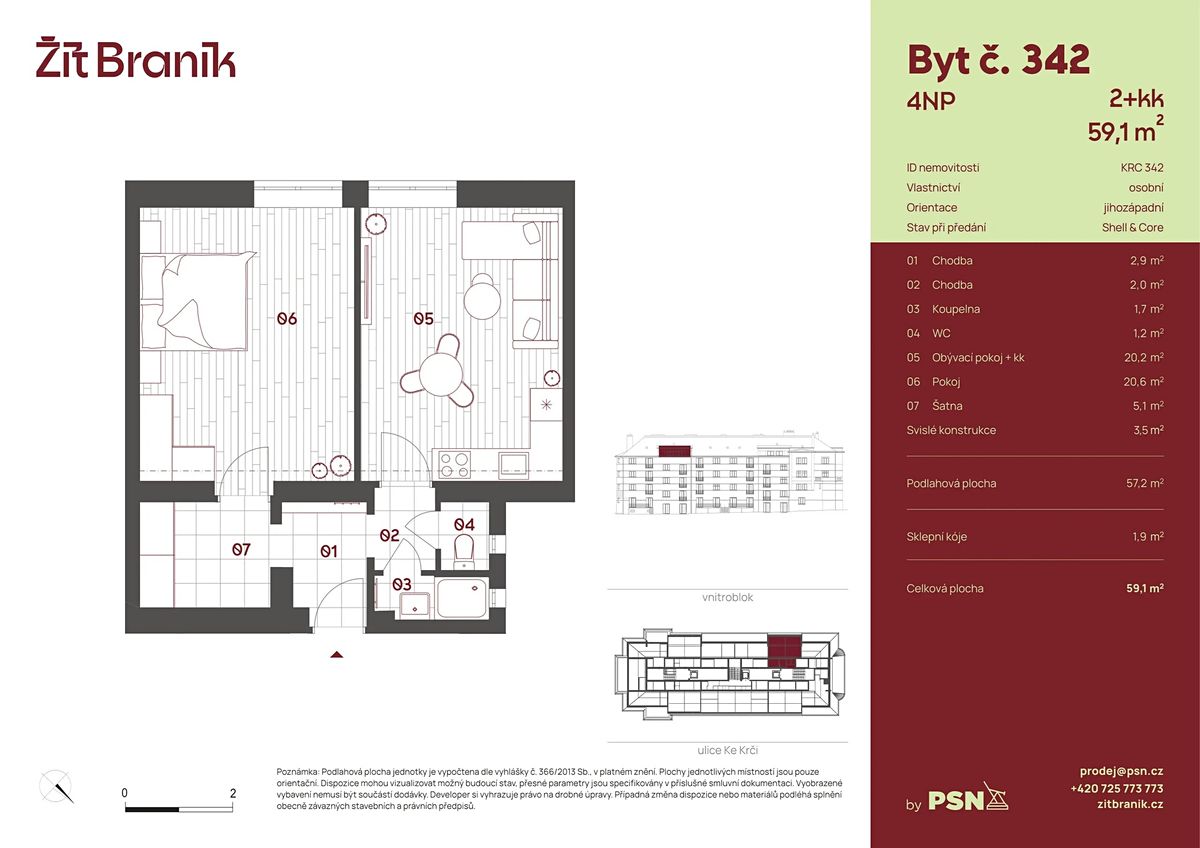 Prodej bytu 2+kk 54 m² – fotografie 2