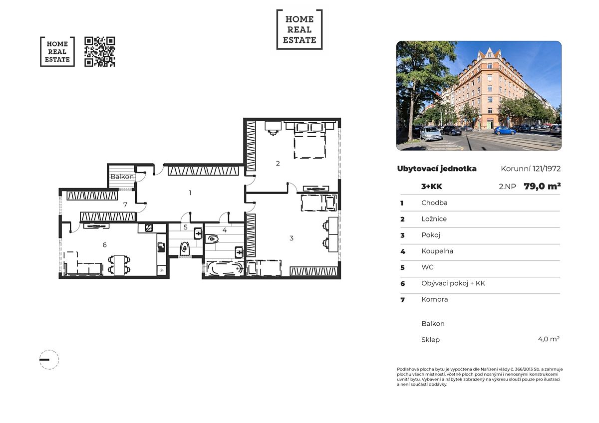Pronájem bytu 2+1 79 m² – fotografie 4