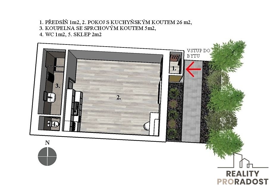 Pronájem bytu 1+kk 33 m² – fotografie 4