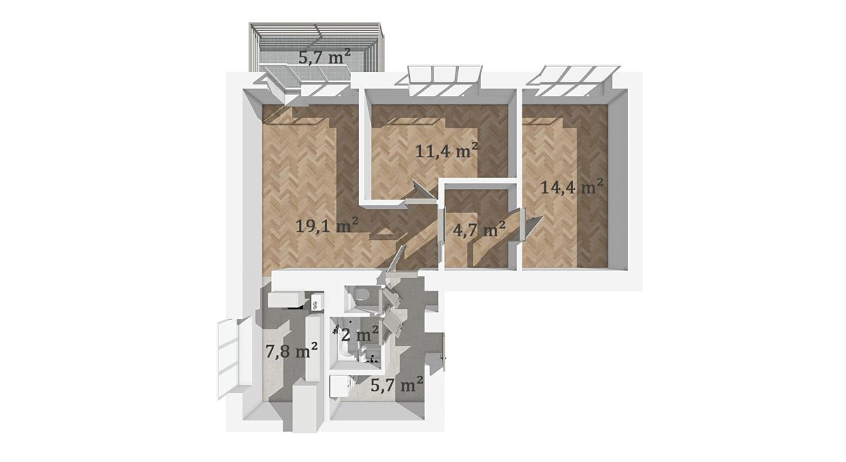 Pronájem bytu 3+1 68 m² – fotografie 3