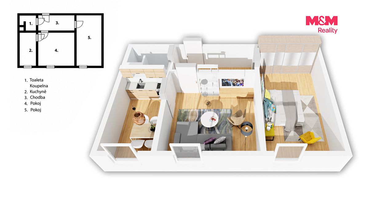 Prodej bytu 2+1 44 m² – fotografie 4