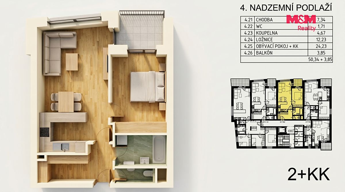 Pronájem bytu 2+kk 50 m² – fotografie 2