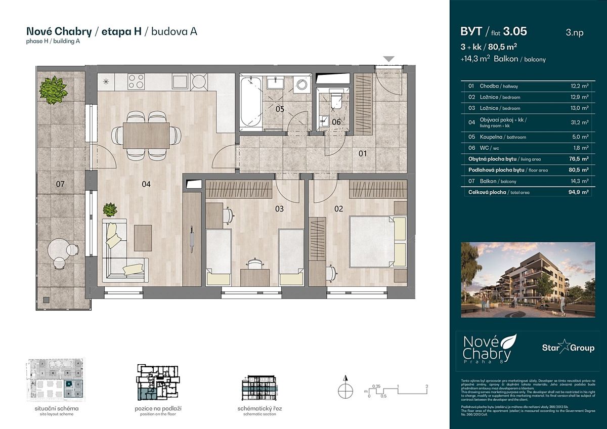 Prodej bytu 3+kk 80 m² – fotografie 2