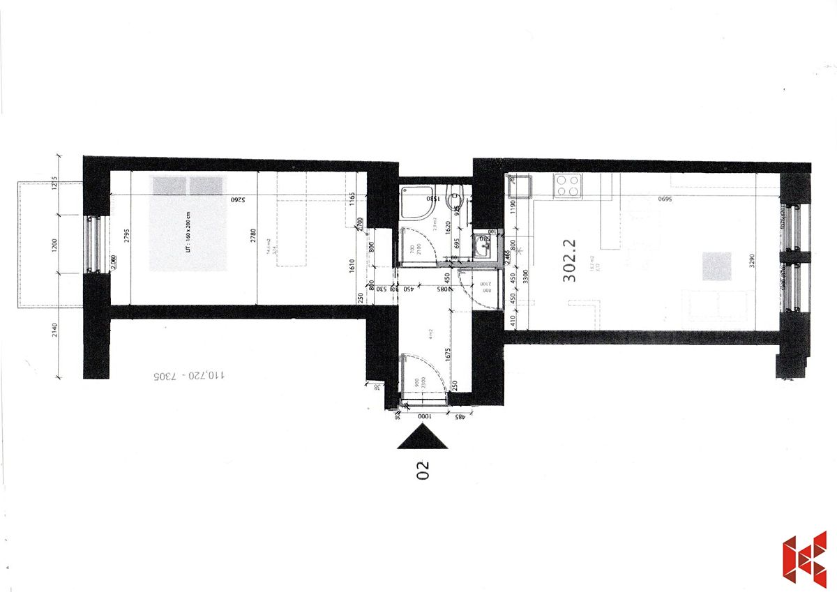 Pronájem bytu 2+kk 43 m² – fotografie 3