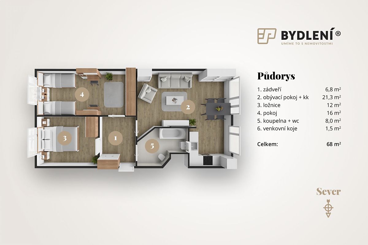Pronájem bytu 3+1 68 m² – fotografie 4