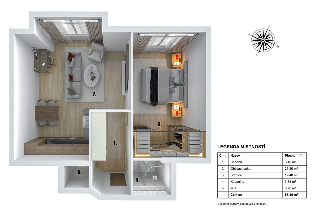 Pronájem bytu 2+kk 57 m² – fotografie 3