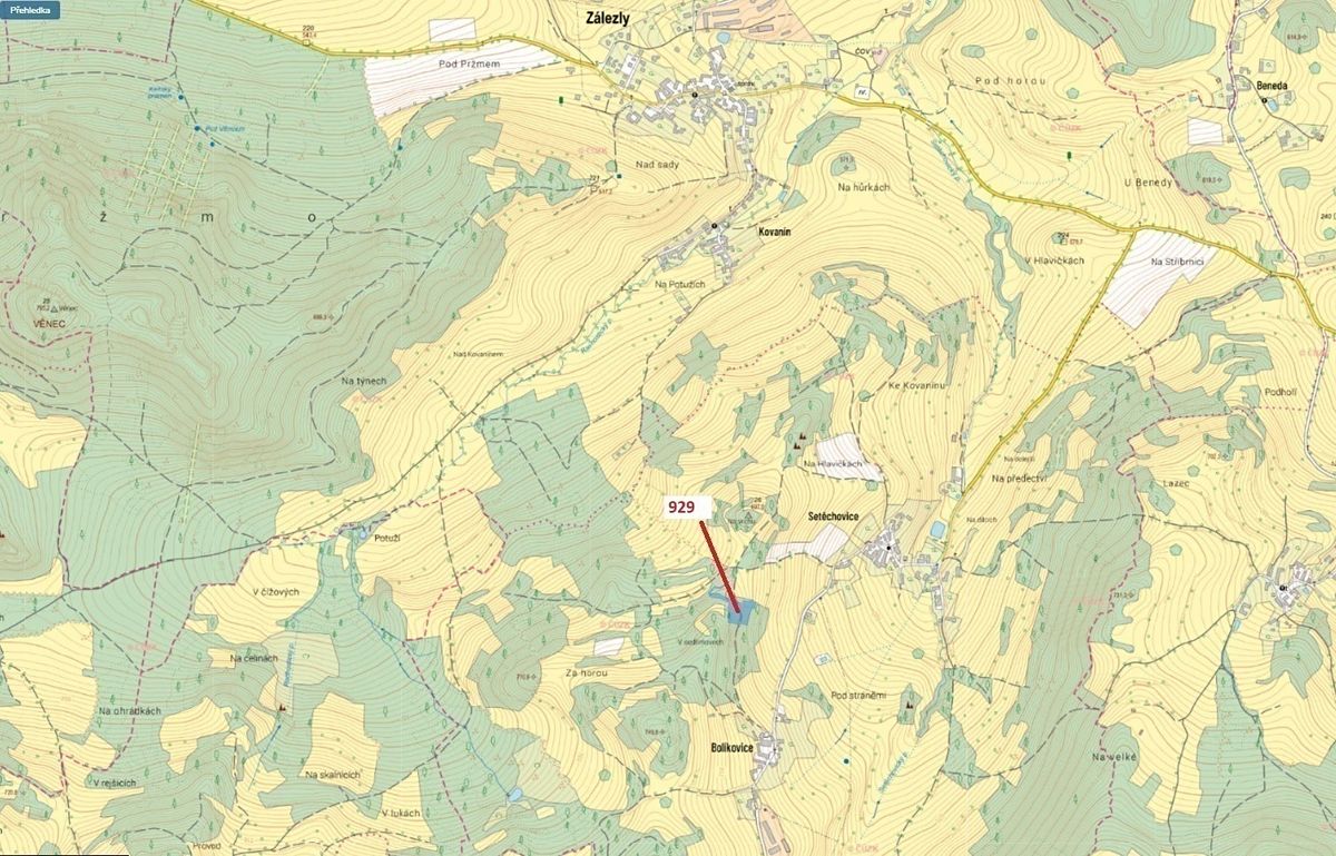 Dražba lesa 5736 m², Zálezly – fotka 1 z 3