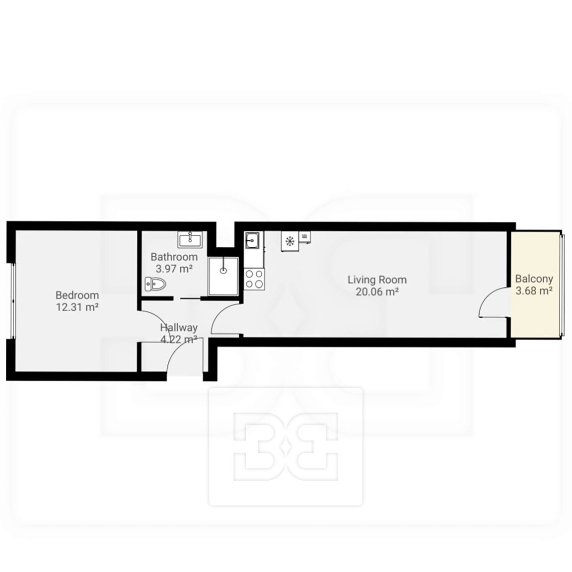 Pronájem bytu 2+kk 48 m² – fotografie 3