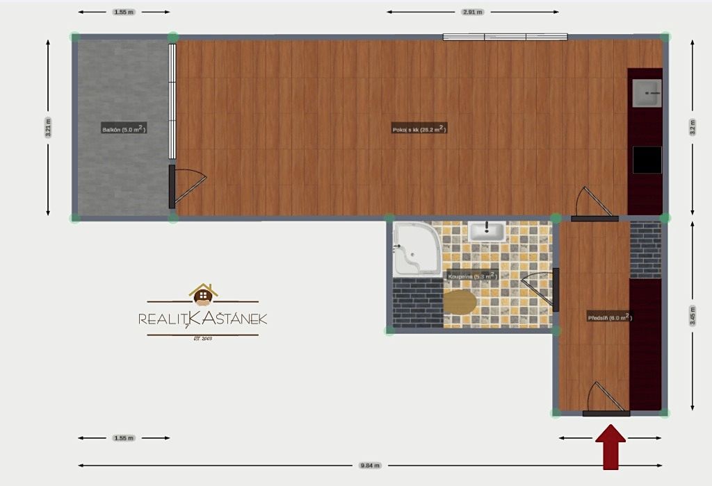Pronájem bytu 1+kk 48 m² – fotografie 3
