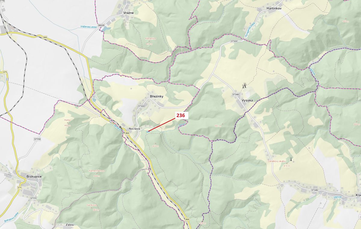 Dražba lesa 813 m², Březinky – fotka 1 z 3