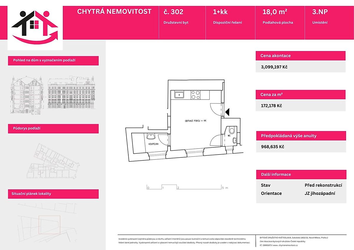 Prodej bytu 1+kk 18 m² – fotografie 3
