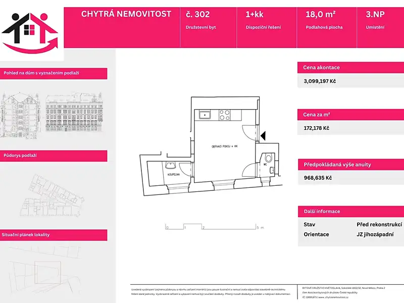 Prodej bytu 1+kk 18 m², Praha – náhled fotky 3