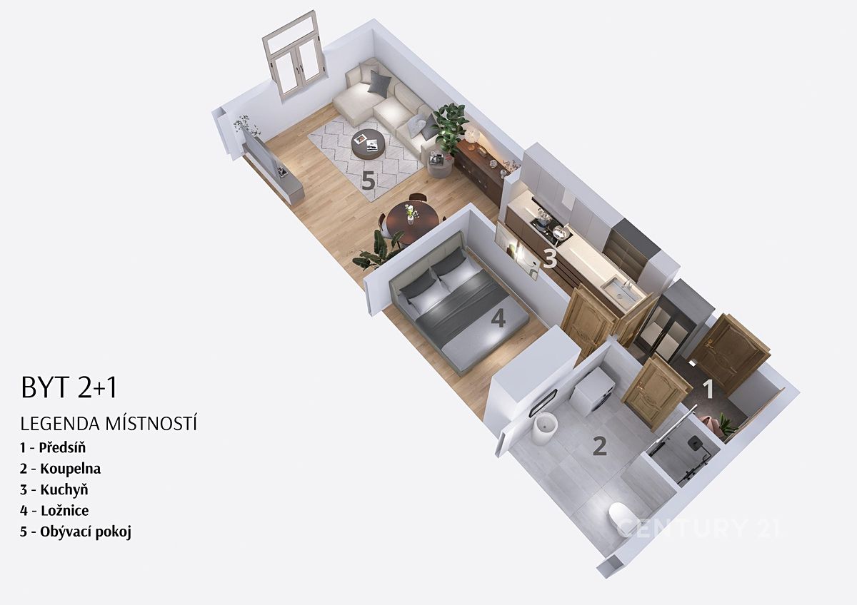 Pronájem bytu 2+kk 46 m² – fotografie 2