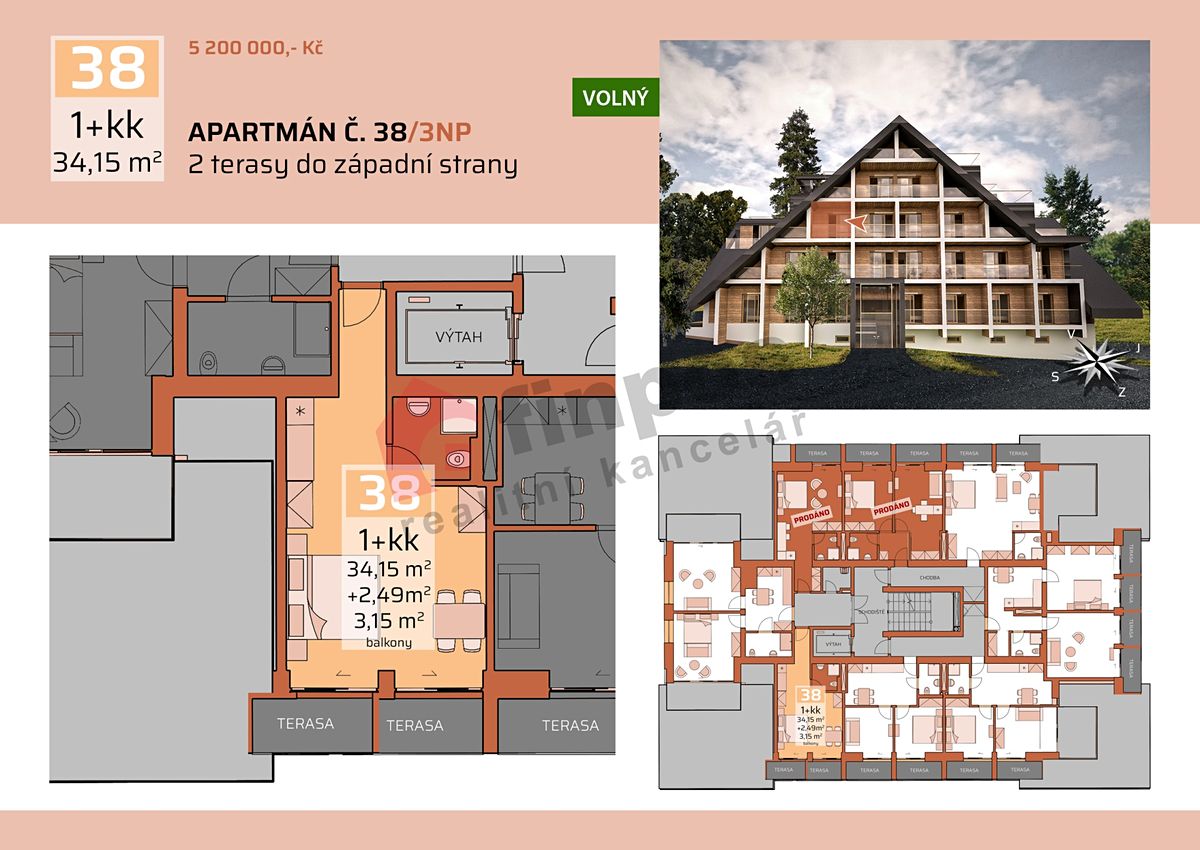 Prodej bytu 1+kk 34 m²