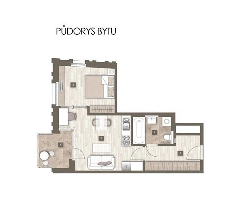 Pronájem bytu 2+kk 43 m² – fotografie 4