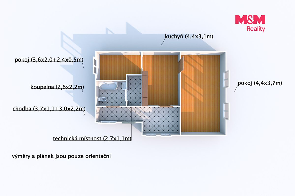 Pronájem bytu 2+1 58 m² – fotografie 3
