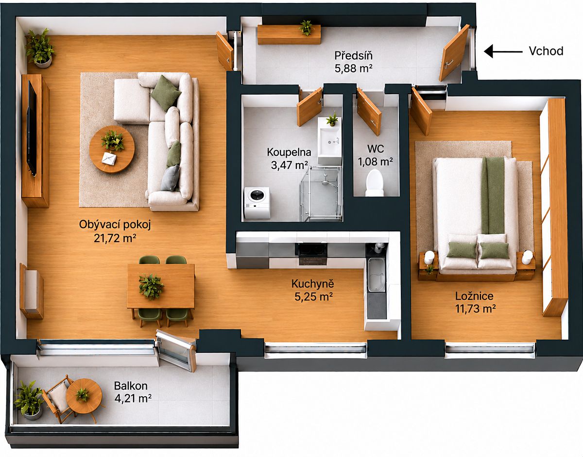 Pronájem bytu 2+kk 49 m² – fotografie 4