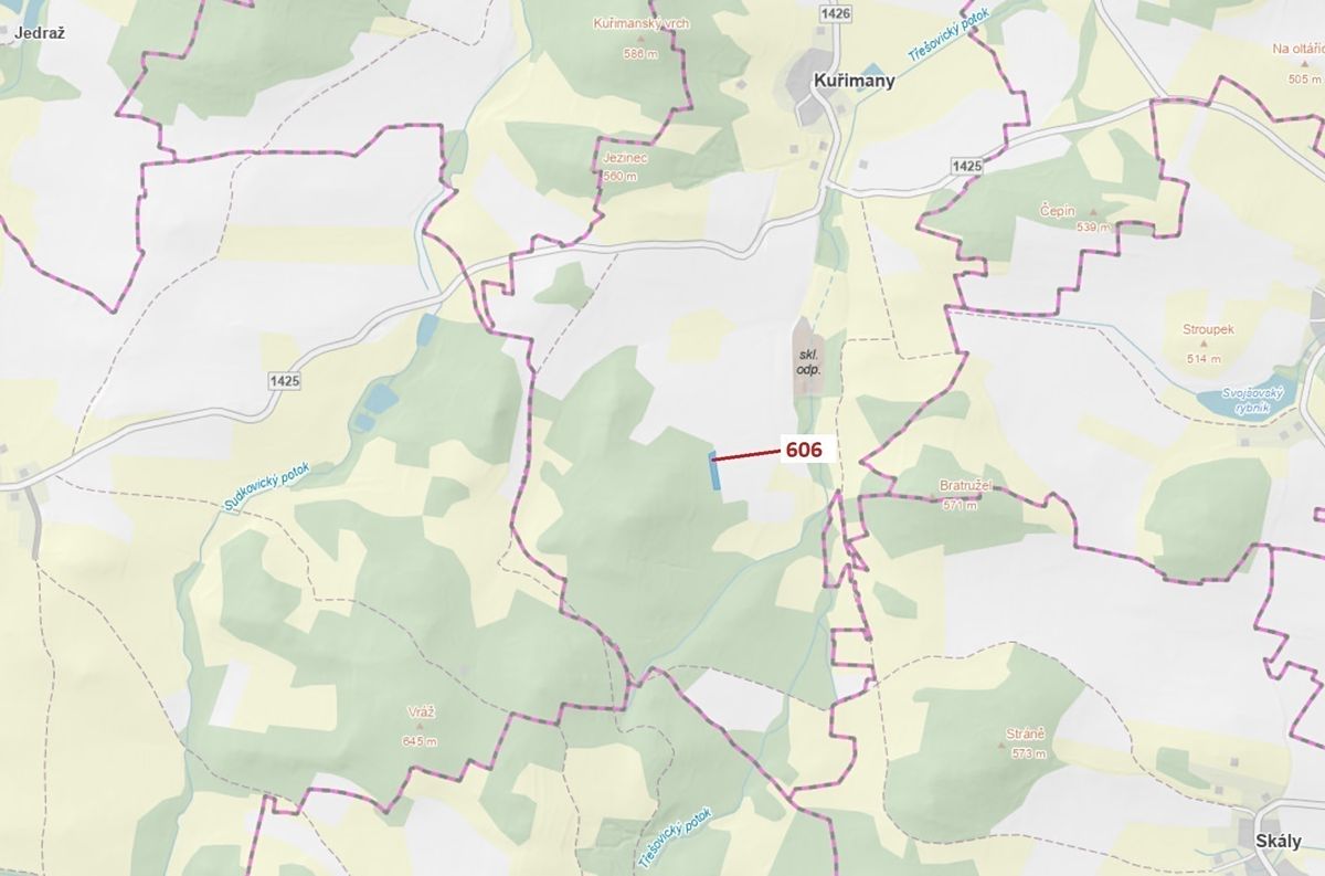 Dražba lesa 2526 m², Kuřimany – fotka 1 z 3