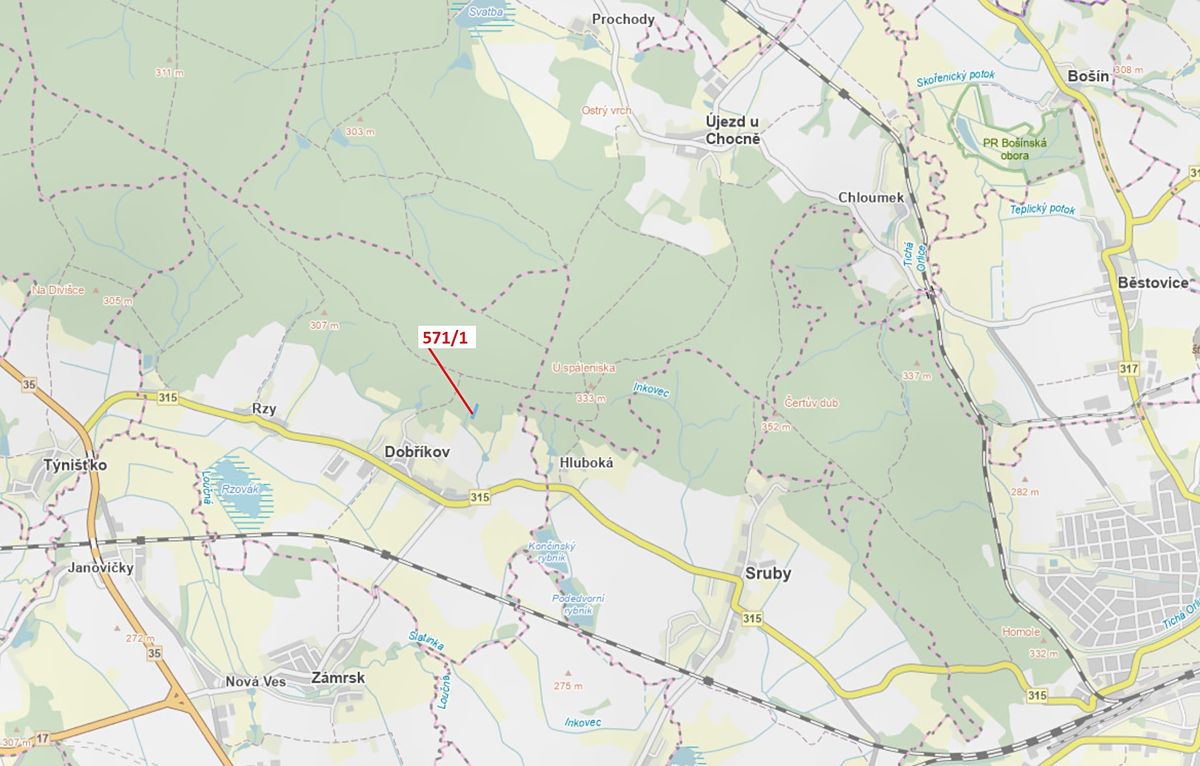 Dražba lesa 2332 m², Dobříkov – fotka 1 z 3