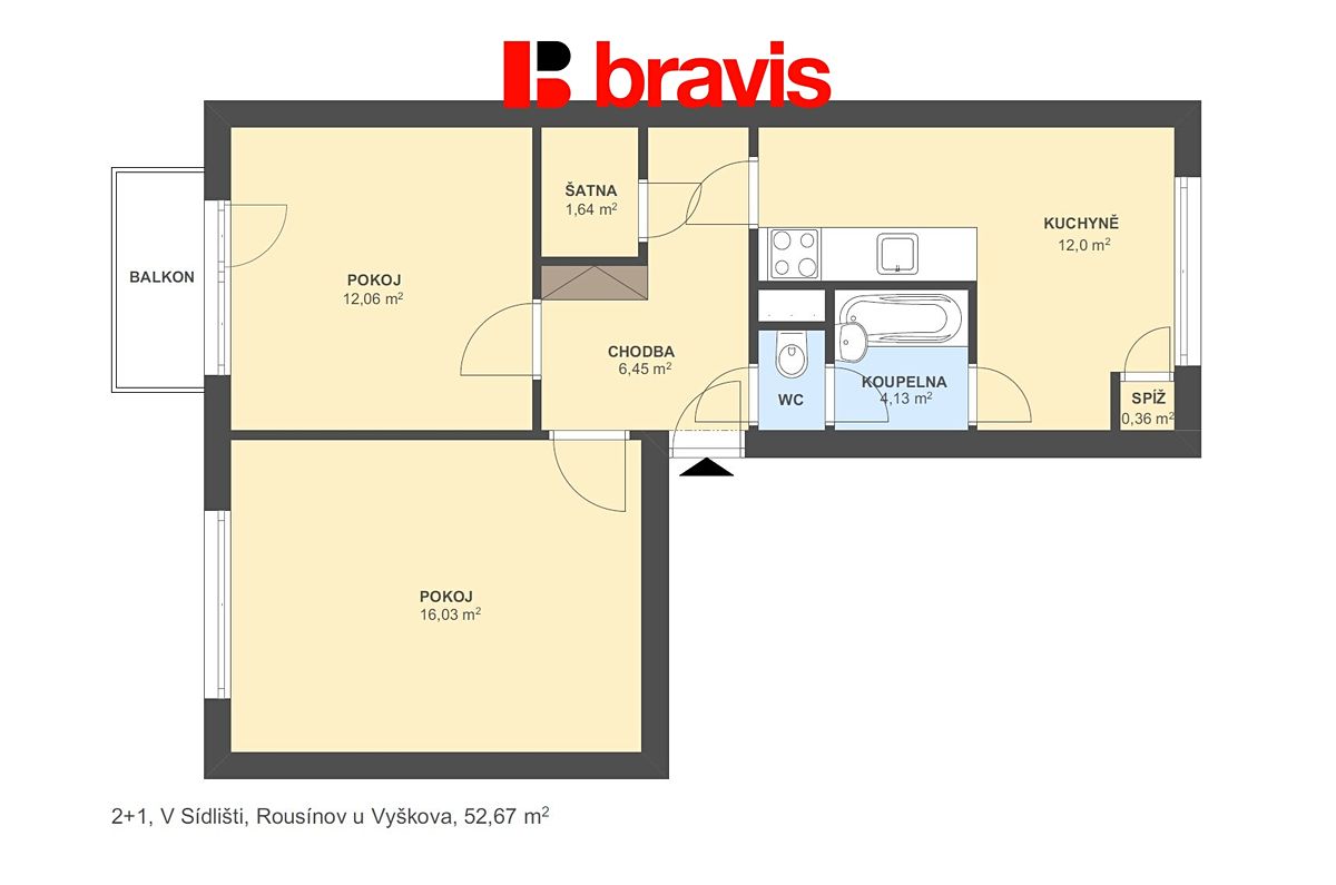 Prodej bytu 2+1 53 m² – fotografie 5