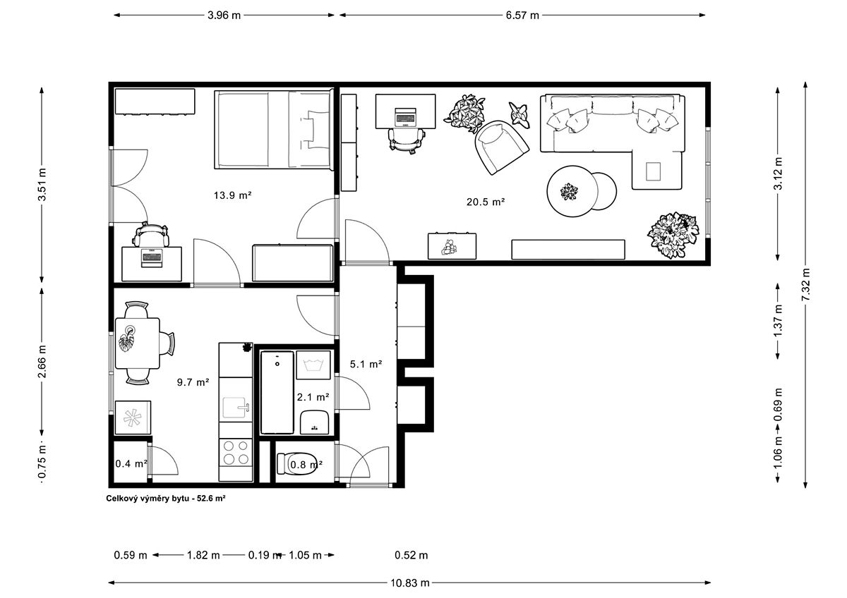Prodej bytu 2+1 56 m² – fotografie 3