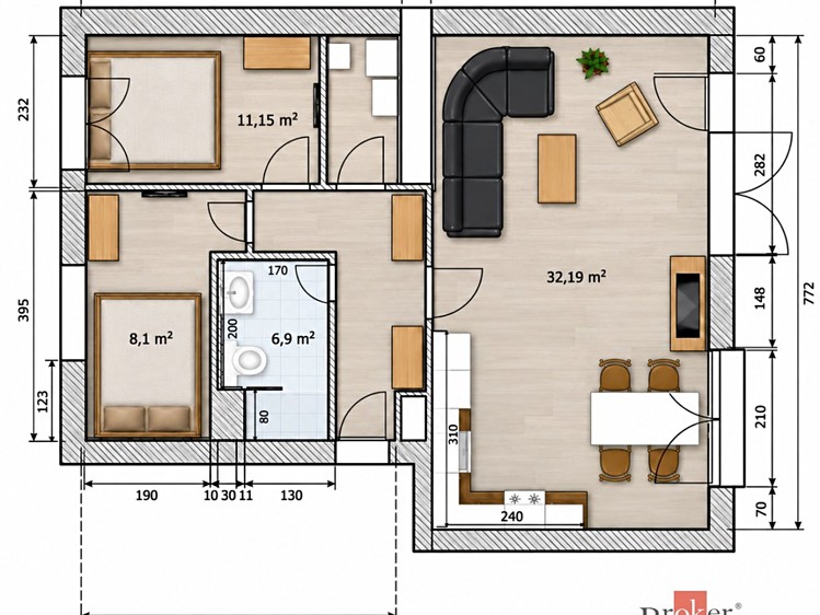Pronájem bytu 3+kk, 67 m² (14 z 15)