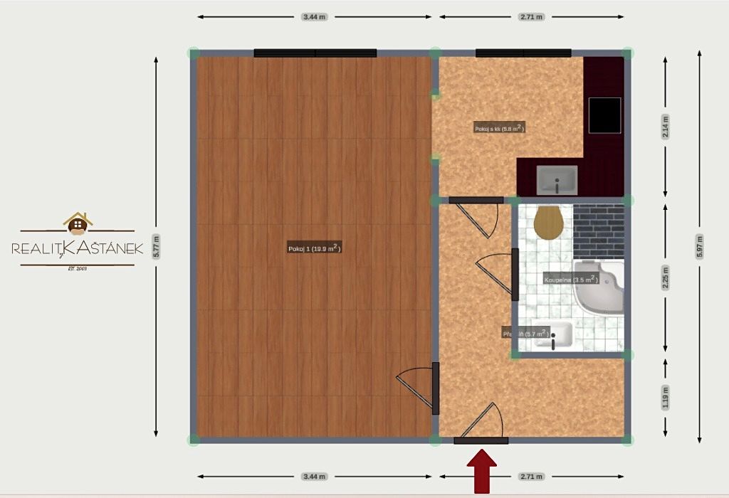 Pronájem bytu 1+1 34 m² – fotografie 3